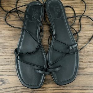 J. Crew Leather Lace Up Sandals in Black size 10